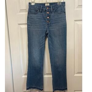 J Crew Billie Demi Boot Crop Raw Hem Button Fly Jeans Size 27/4